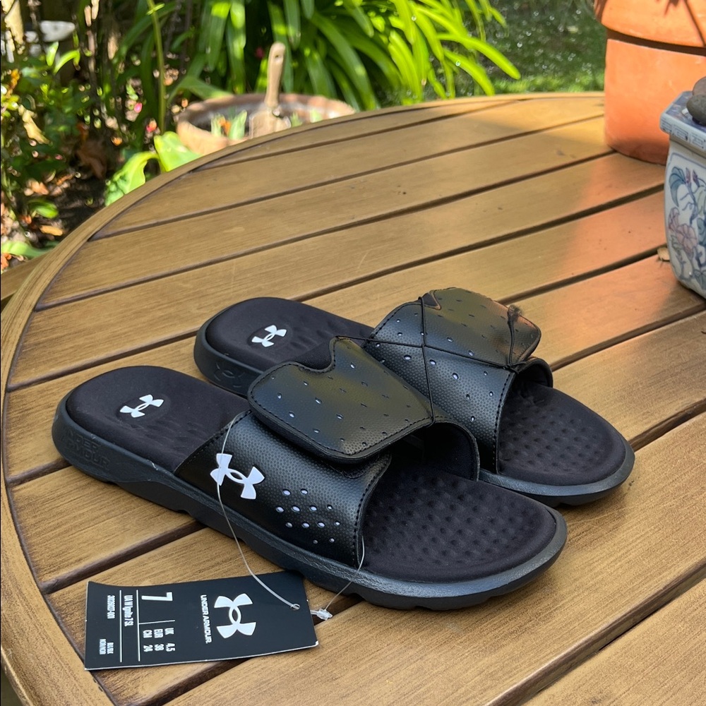 Under Armour Black Slide Sandals with Logo